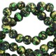 Glaskralen Drip-Art 4mm Mat zwart groen goud